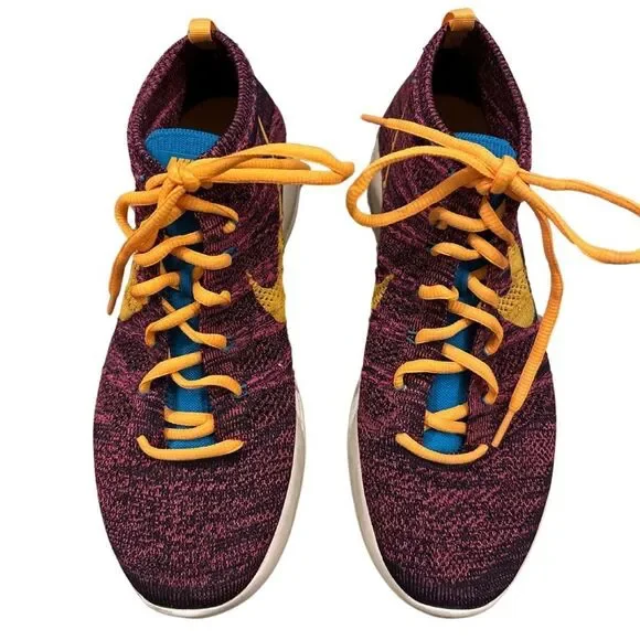 EUC Nike Lunar Flyknit Chukka Grand Purple Laser Orange